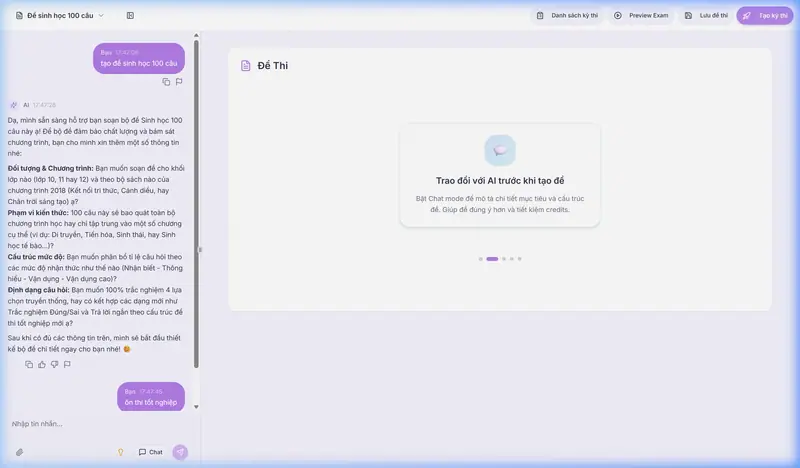Chat-built exams